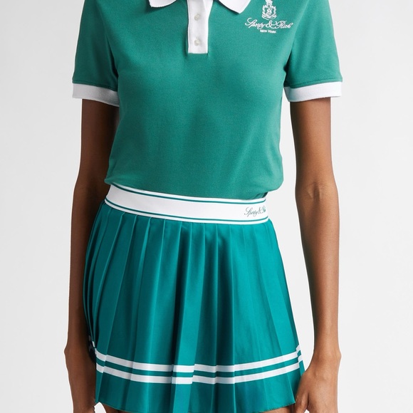 Sporty & Rich Green Polo with White Trim Tee SOLD OUT - Picture 4 of 14